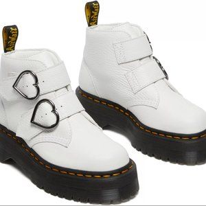 Dr Martens Devon Heart Platform Boots White Size 7 (RARE) - Excellent Condition
